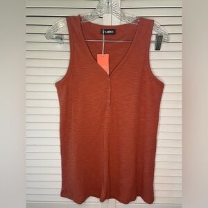 Flamingo NWT Henley Tank Snap Scoop Neck Stretch Slim Fit Size Small Red Orange